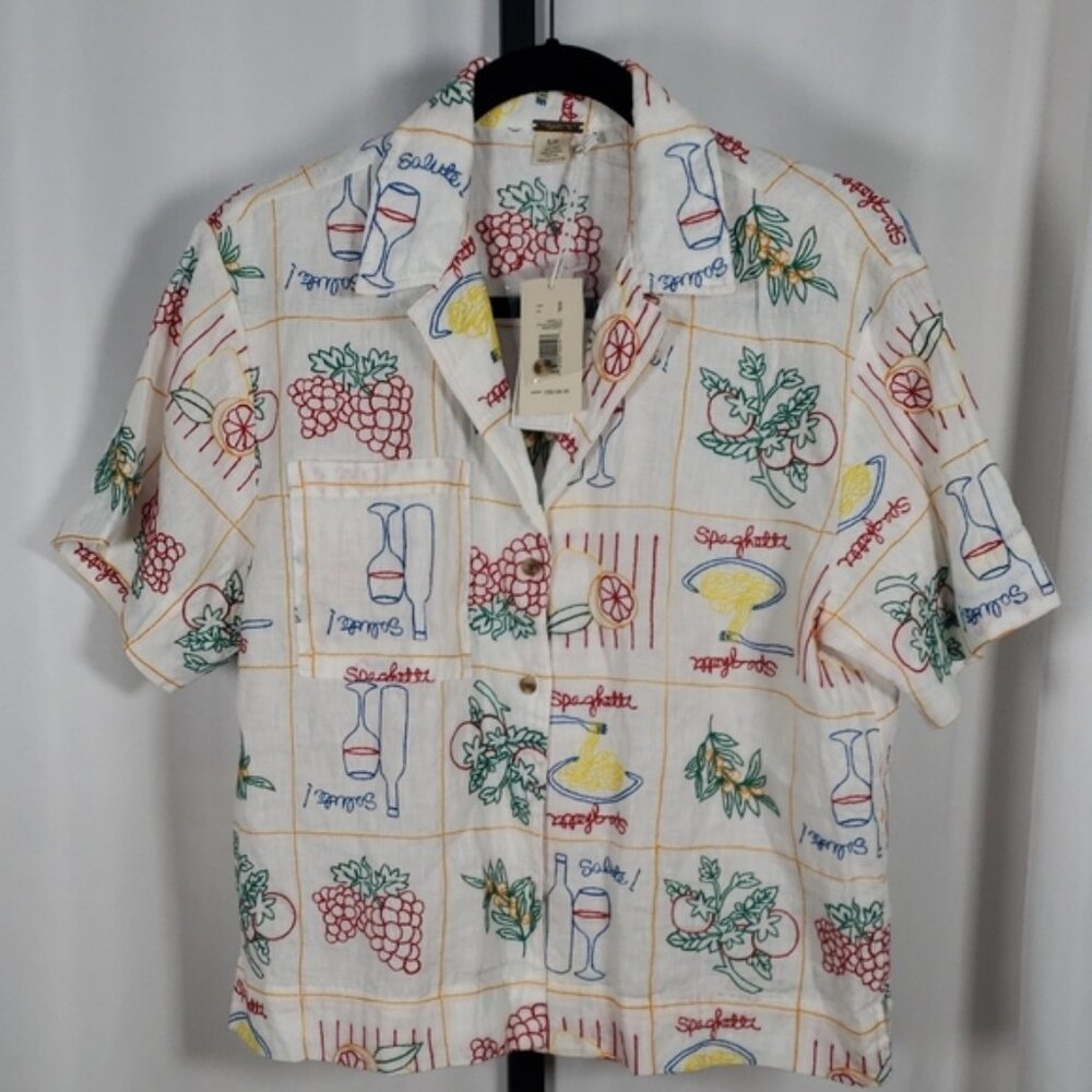 Magaschoni Appetito Embroidered Linen Shorts & Top Set S/P NWT‎ Matching Outfit
